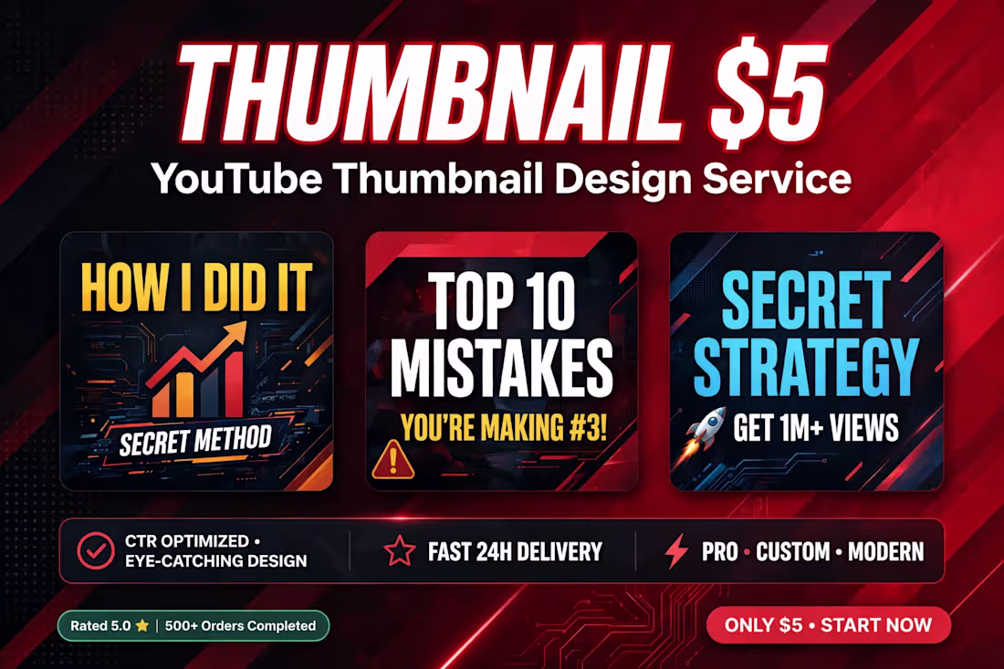 Cover image for YouTube Thumbnail Design Only