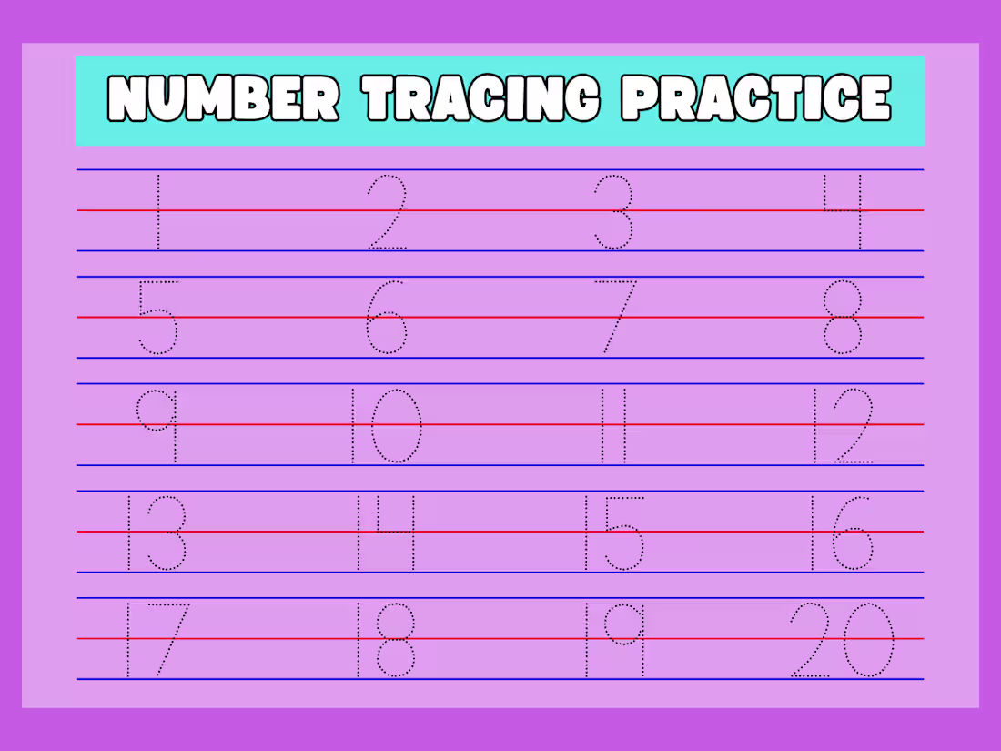 Cover image for Number Tracing Practice Worksheet –
