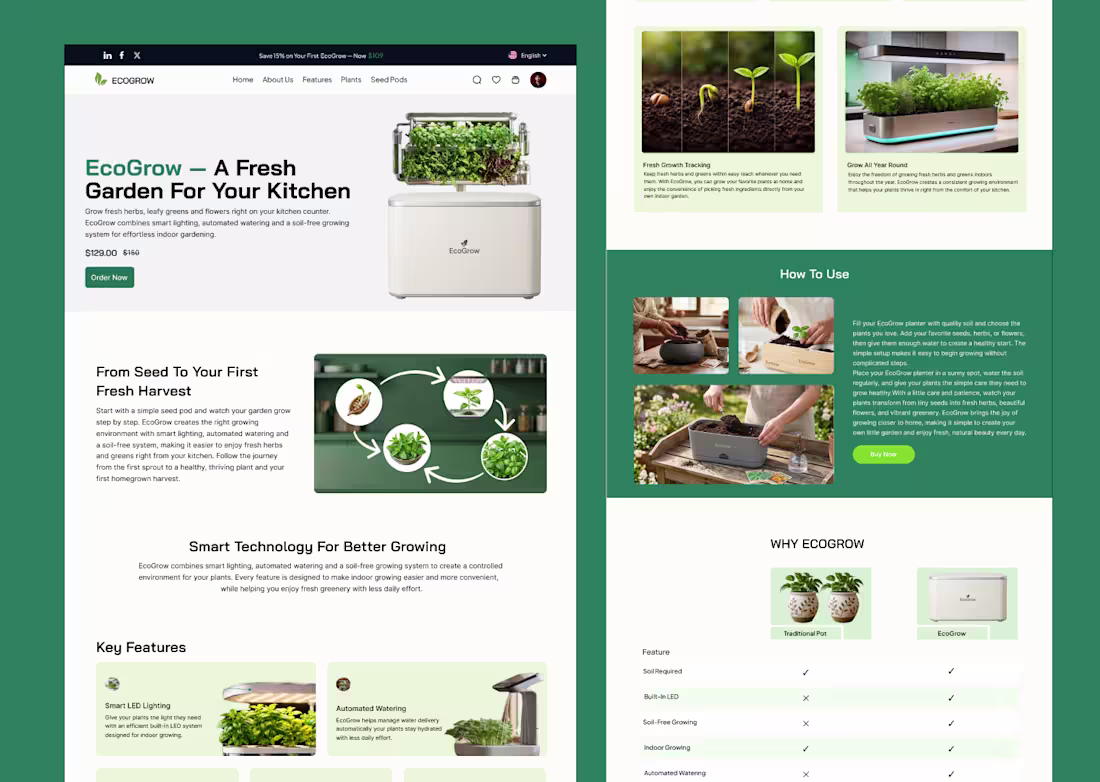 Cover image for EcoGrow Landing Page Design