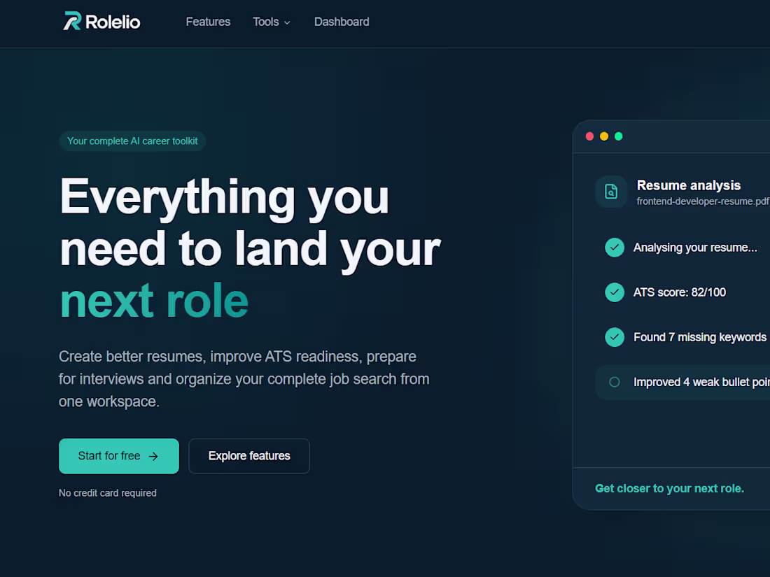 Cover image for Rolelio — Resume Builder &