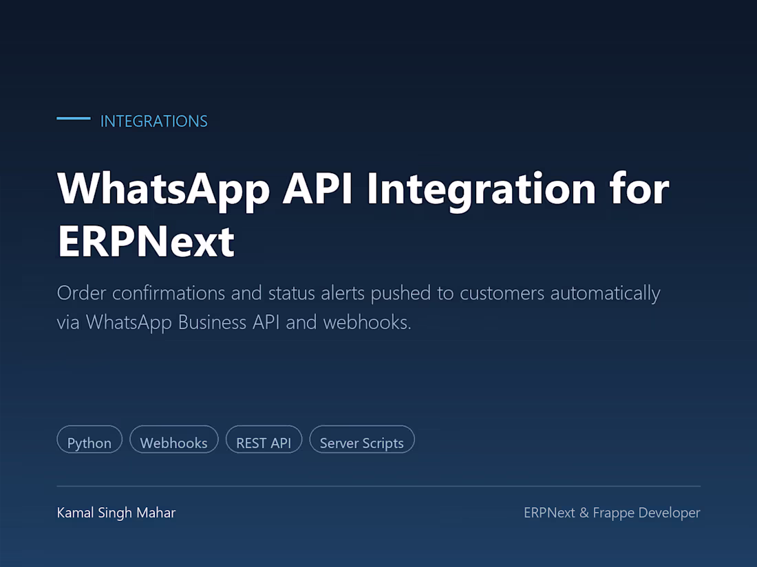 Cover image for WhatsApp API Integration for ERPNext