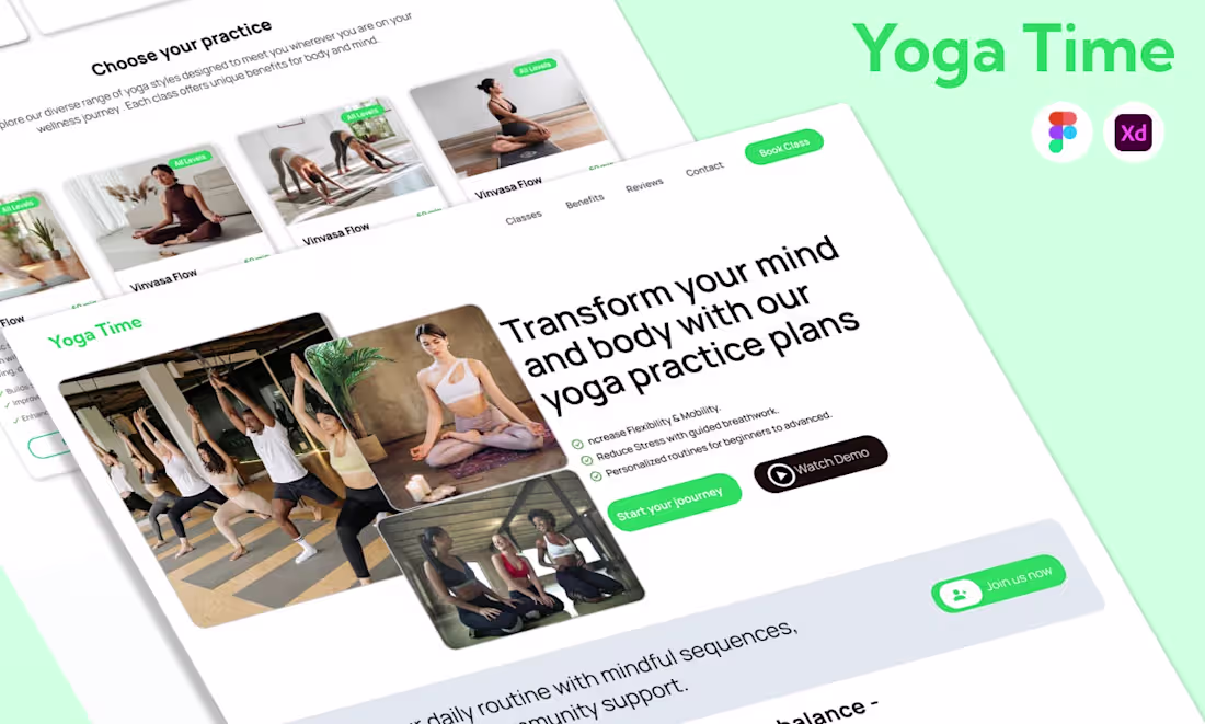 Cover image for Yoga time : A modern wellness UI designed to boost user enga...