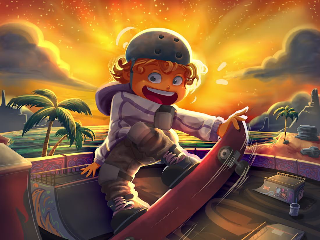 Cover image for Hire a Talented Illustrator for Children's Skateboarding Book