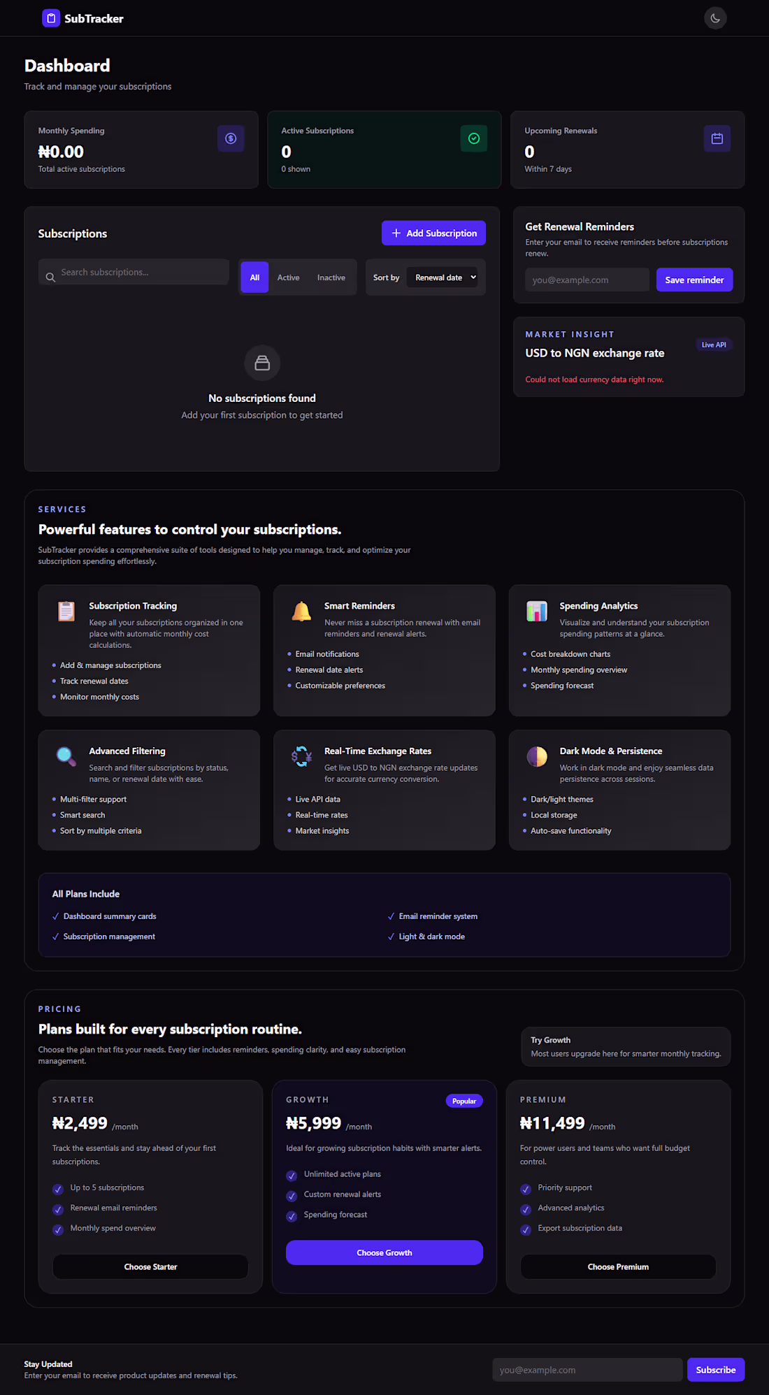 Cover image for SubTracker is a modern subscription
