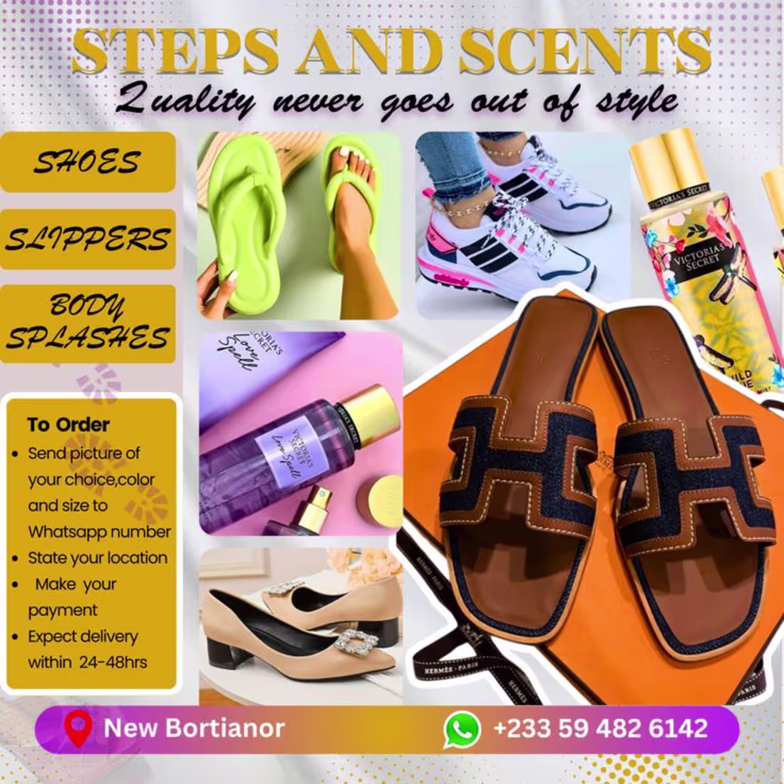 Cover image for Flyer for shoe, slippers and body splash sale