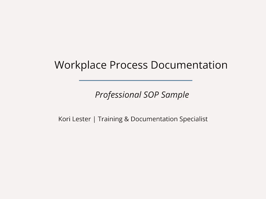 Cover image for SOP & Workplace Process Documentation
