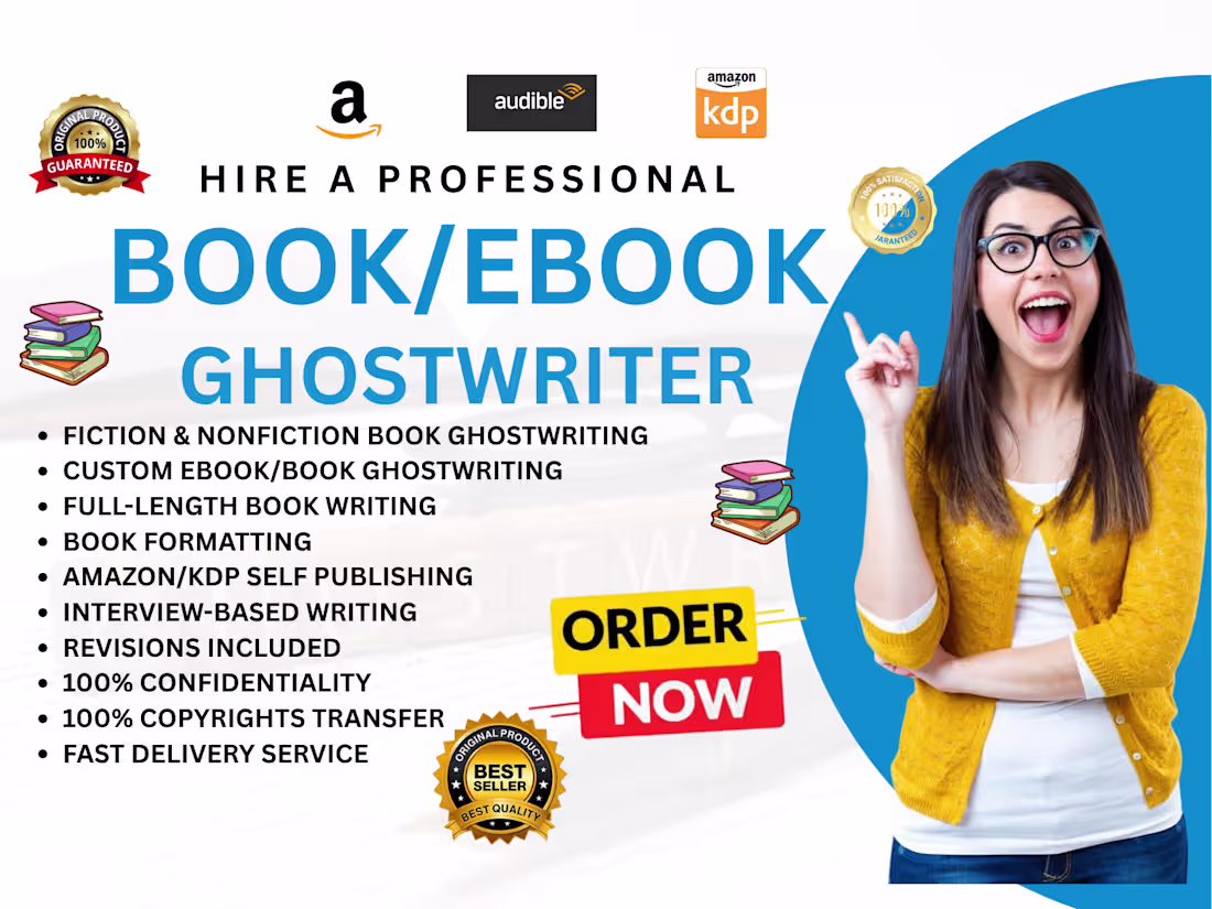 Cover image for Your expert ghostwriter for your fiction & nonfiction ebooks