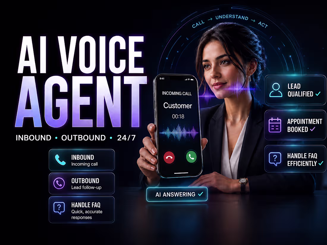 Cover image for I will build an ai voice receptionist for local businesses