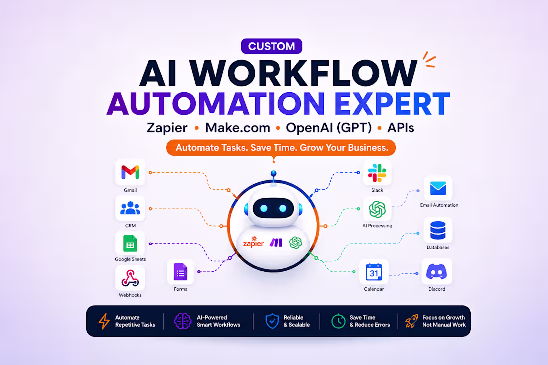 Cover image for AI Workflow Automation with OpenAI, n8n, Make.com & Zapier