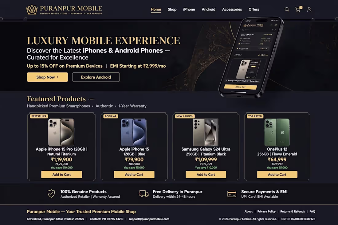 Cover image for I designed a luxury landing page for Puranpur Mobile, a prem...