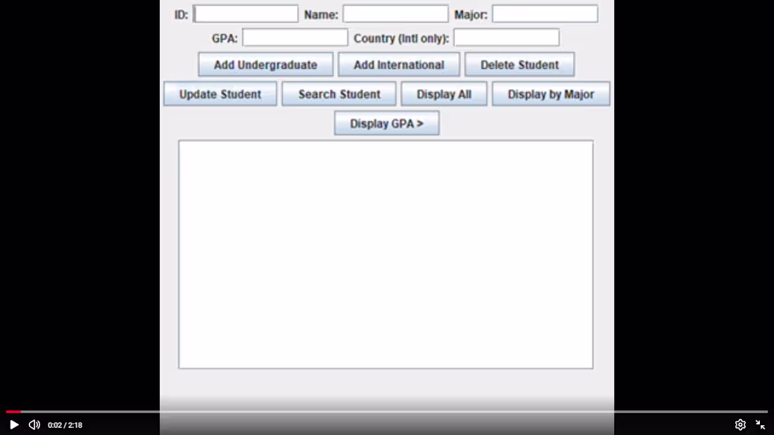 Cover image for Student Management System Java
