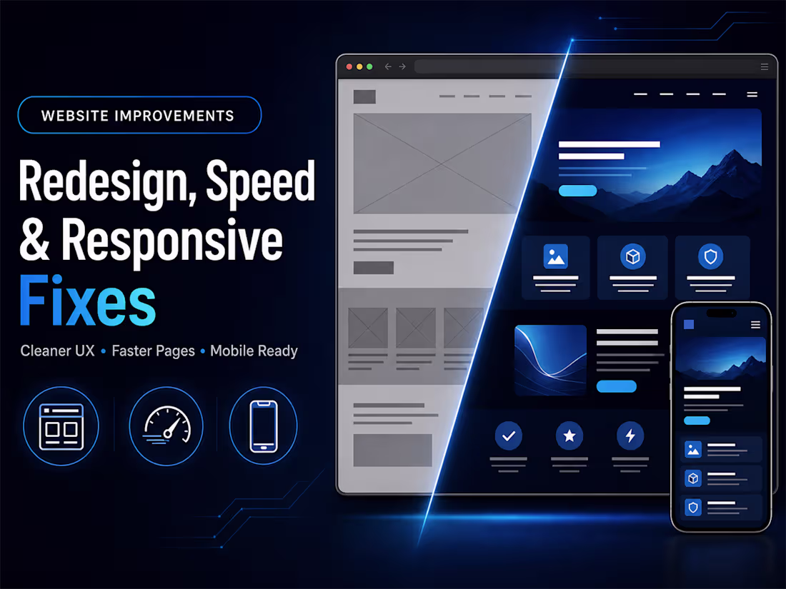 Cover image for Website Redesign, Speed & Responsive Fixes