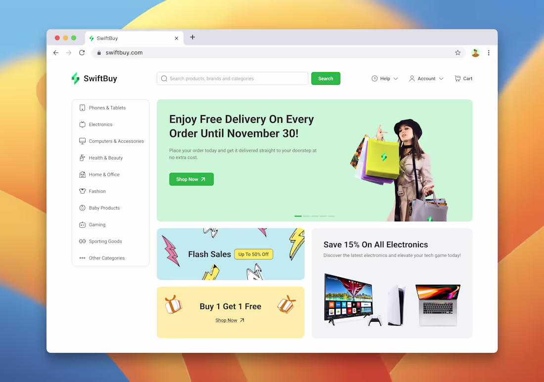 Cover image for  SwiftBuy: E-commerce Web Design