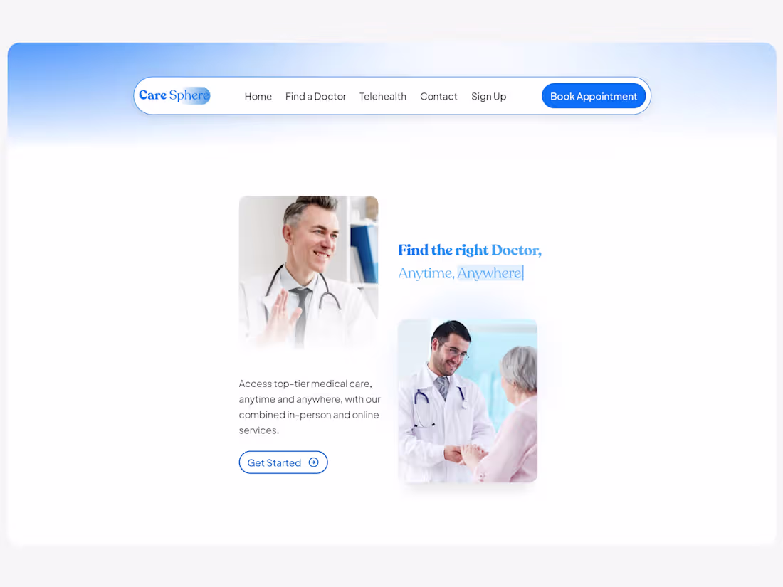 Cover image for CareSphere | Healthtech landing page
