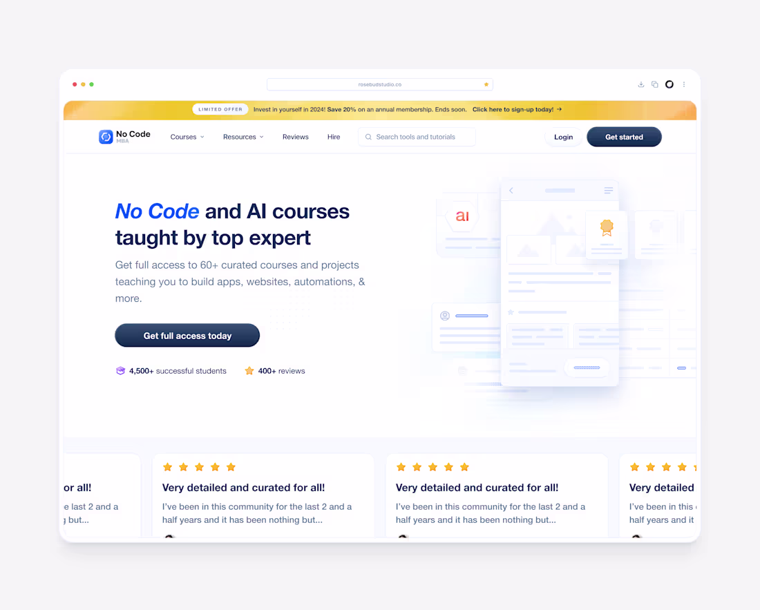 Cover image for NoCode MBA – Platform & Website Revamp