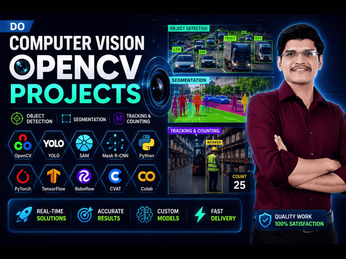 Cover image for Computer vision opencv,object detection,segmentation projects 