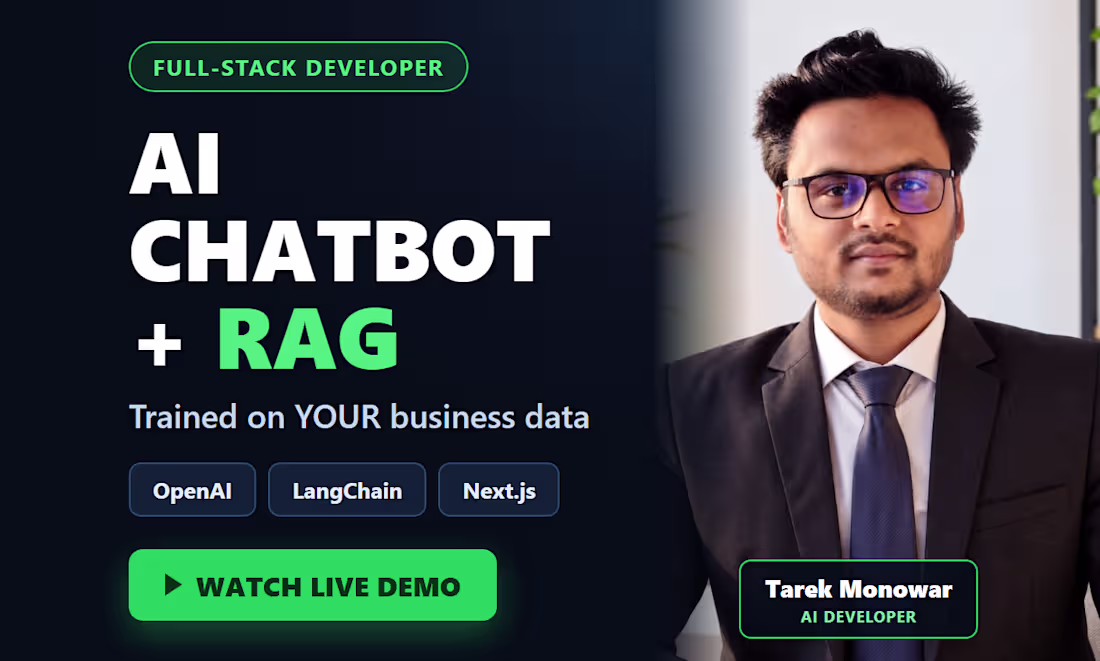 Cover image for AI Chatbot, AI Agent & RAG Development