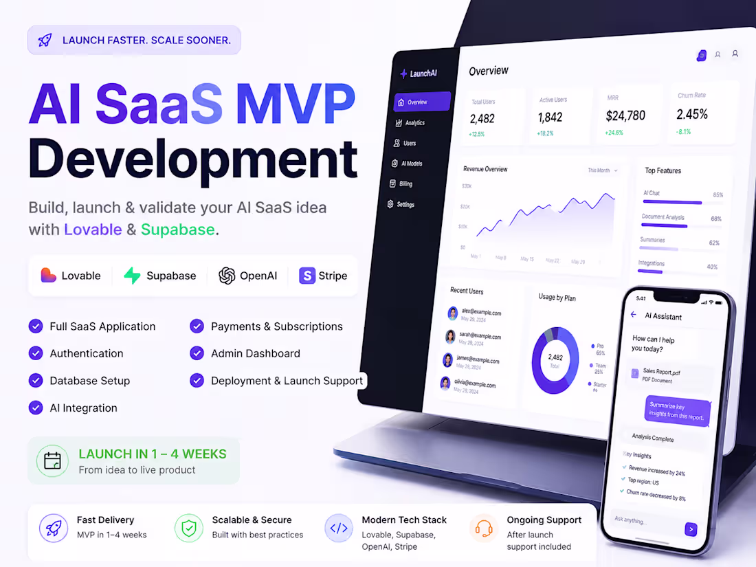Cover image for Build Your AI SaaS MVP with Lovable & Supabase