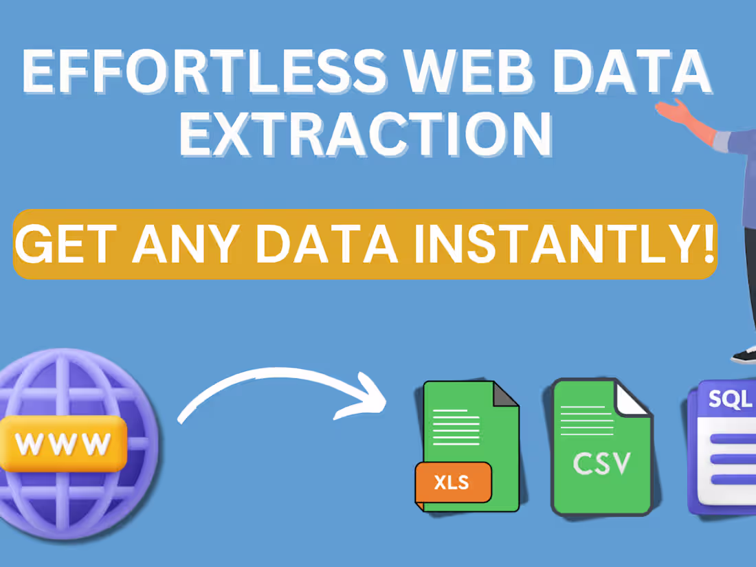 Cover image for I extract data from websites => CSV, Excel, or JSON files.