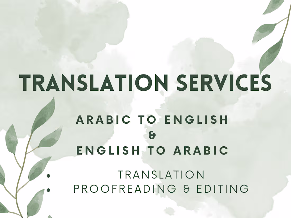 Cover image for Bilingual Translation Services (Arabic - English)