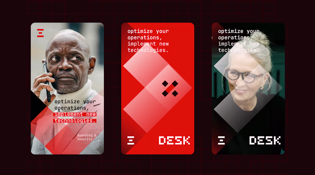 Cover image for Branding for DESK — a tech Security company. Pixel-based ide...