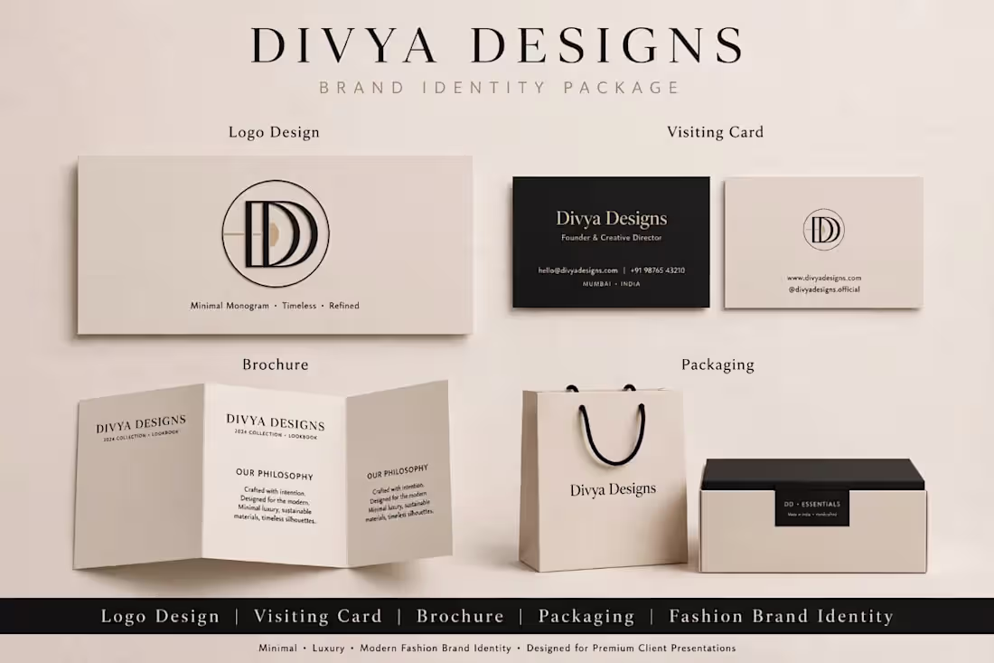 Cover image for DIVYA DESIGNS - Complete Luxury Fashion Brand Identity Package