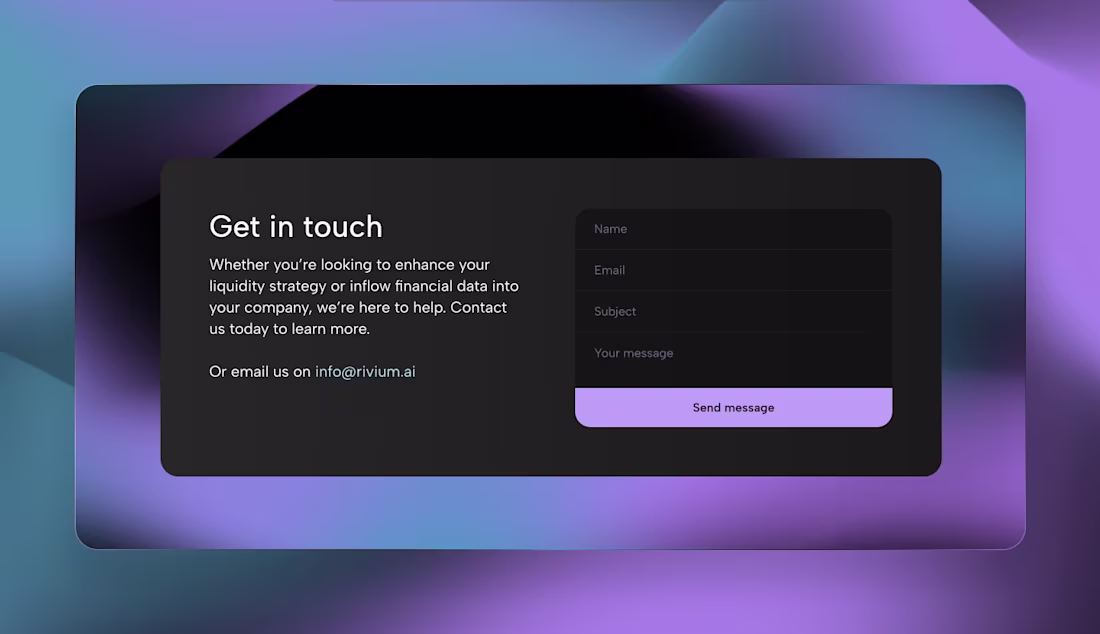 Cover image for A clean and confident “Get in touch” section for Rivium AI —...