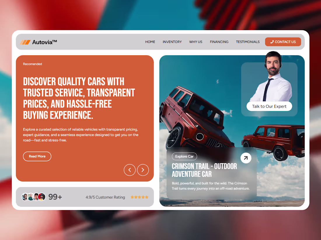 Cover image for Car Company Profile Hero Section Slider Exploration Design