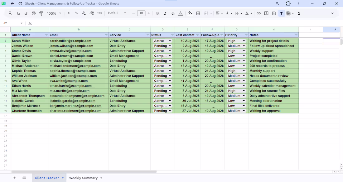 Cover image for Client Data Management in Google Sheets