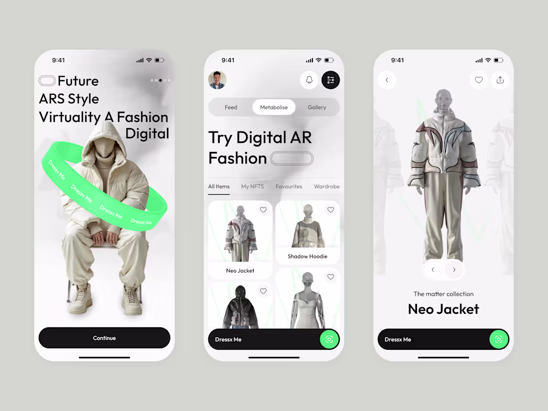 Cover image for 3D/AR Fashion App UI |