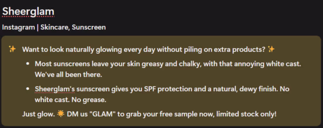 Cover image for Instagram Ad Caption — Skincare/Sunscreen