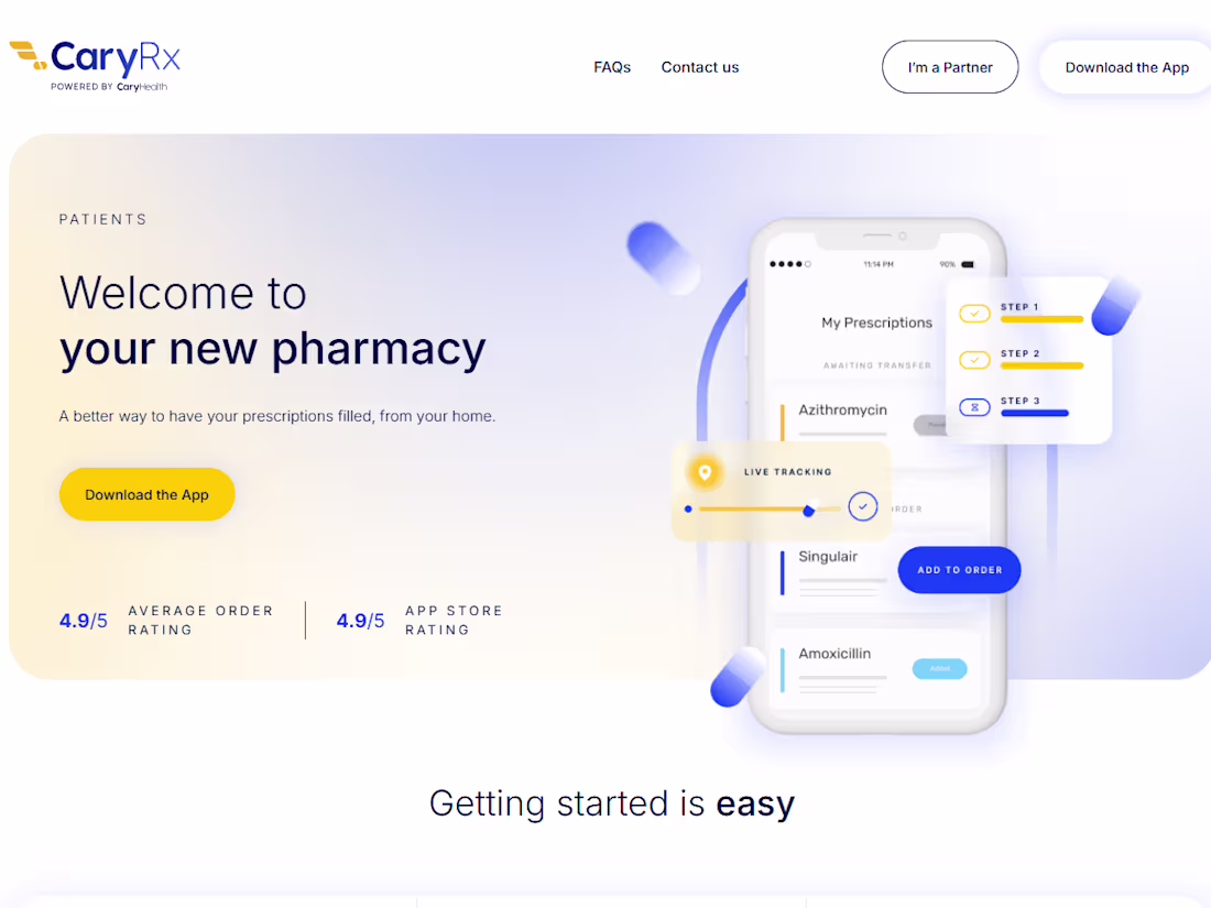 Cover image for Best Online Pharmacy - CaryRx - Web & Mobile