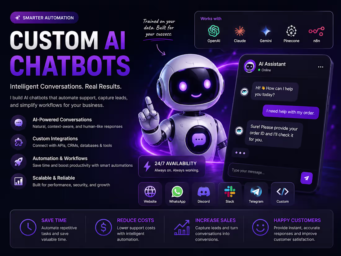 Cover image for Custom AI Chatbot Development for Businesses