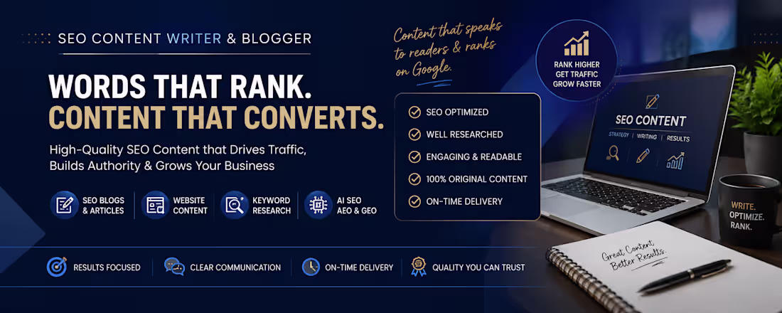 Cover image for SEO Blog Writer | High-Ranking Content That Drives Traffic