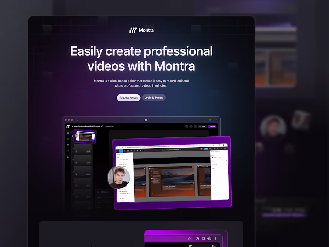 Cover image for SaaS Video Editing Landing Page - Montra