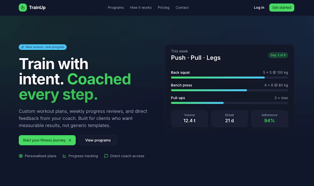 Cover image for TrainUp — Fitness Coaching Platform