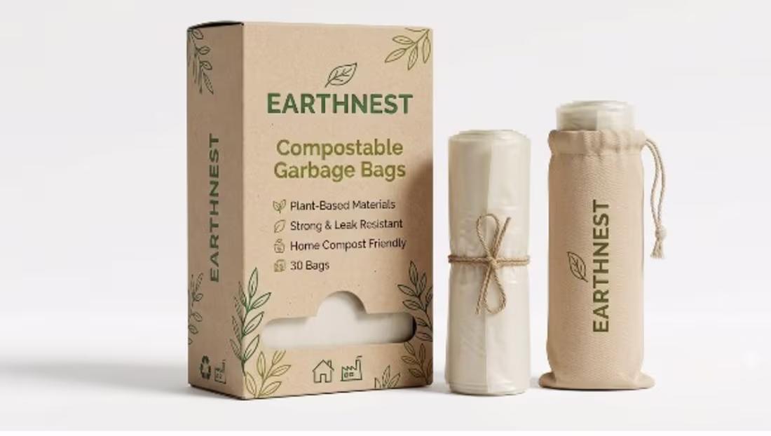 Cover image for Premium Compostable Garbage Bag Packaging