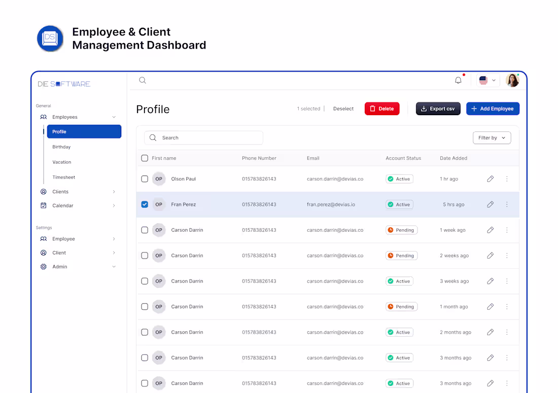 Cover image for Employee and Client Management Dashboard Design