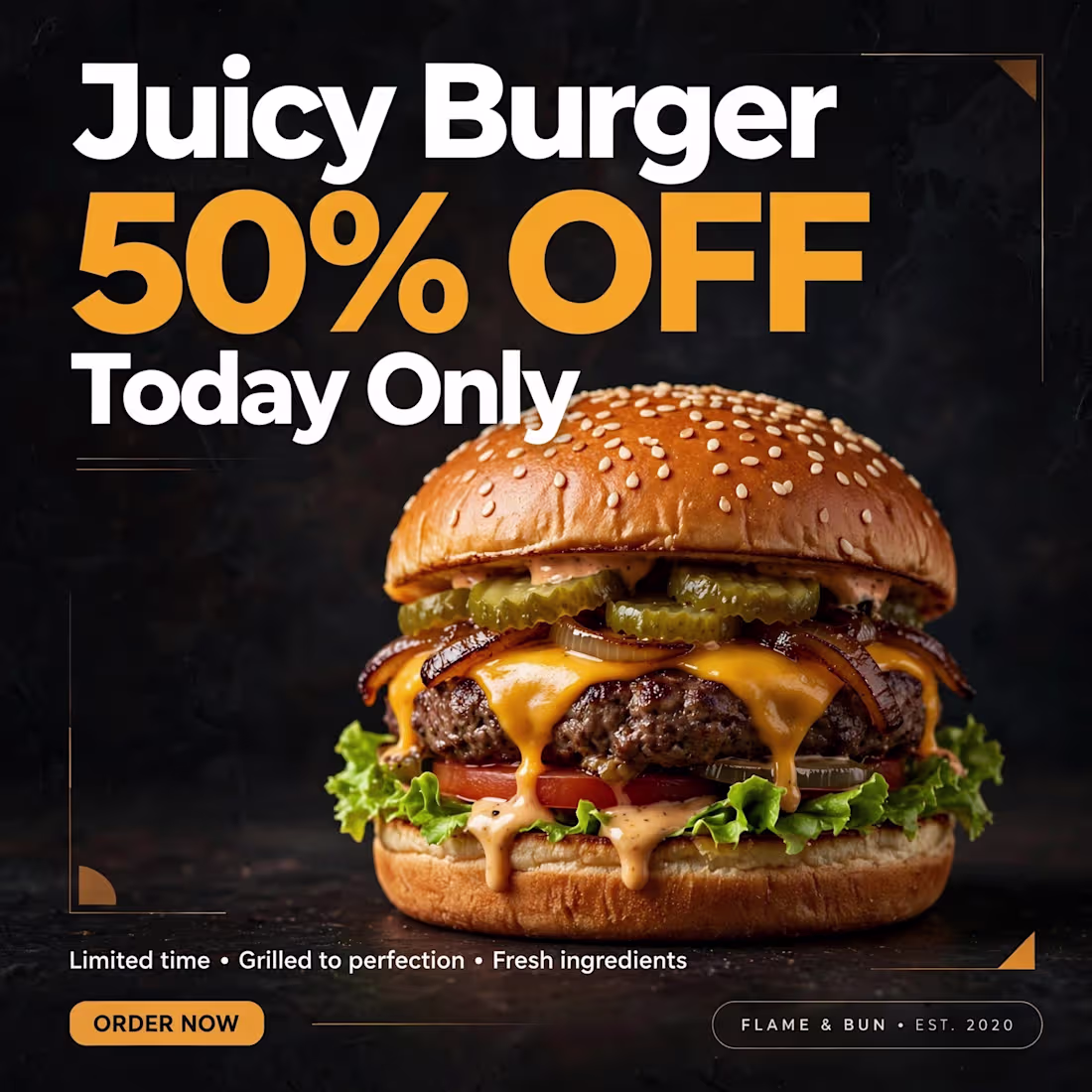 Cover image for Modern Social Media Post Design - Burger Restaurant Offer