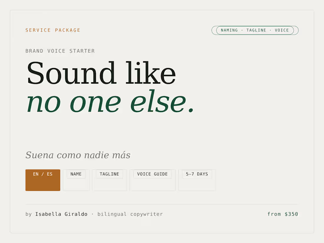 Cover image for Brand Voice Starter — Name, Tagline & Voice Guide