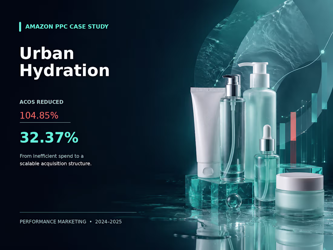 Cover image for Urban Hydration: Amazon PPC ACOS Cut from 104.85% to 32.37%
