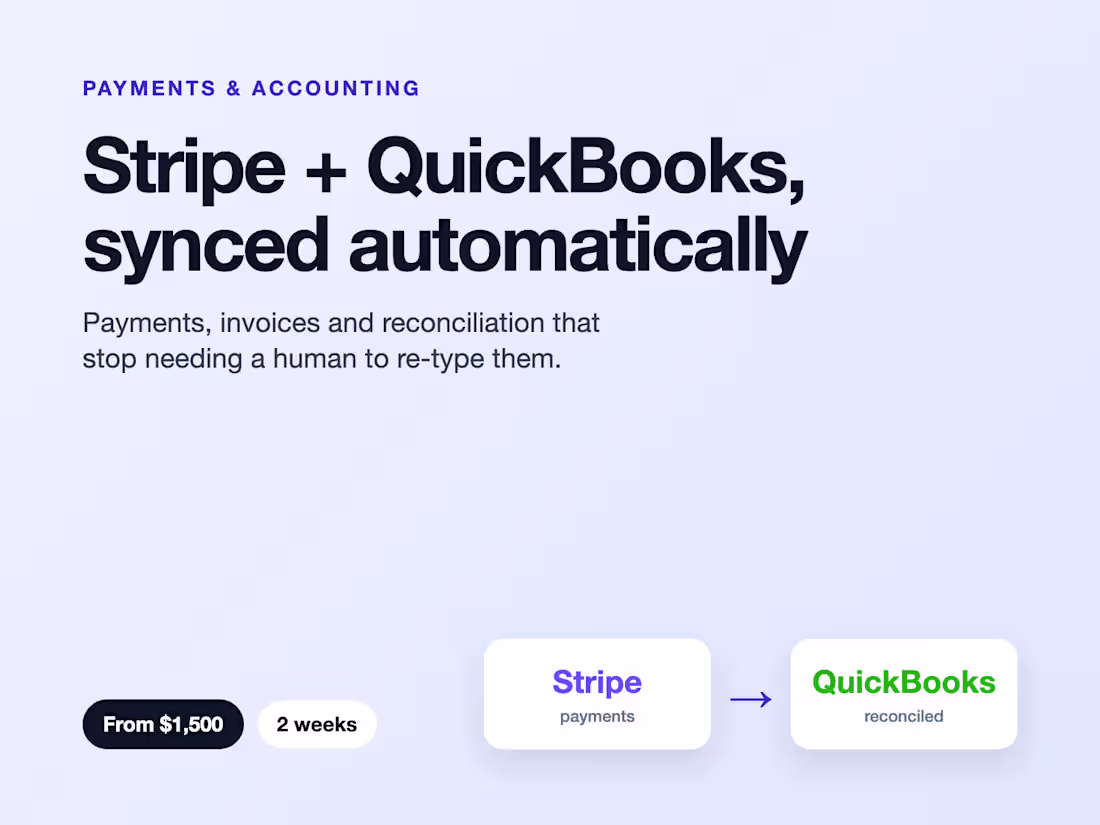 Cover image for Stripe + QuickBooks Automation