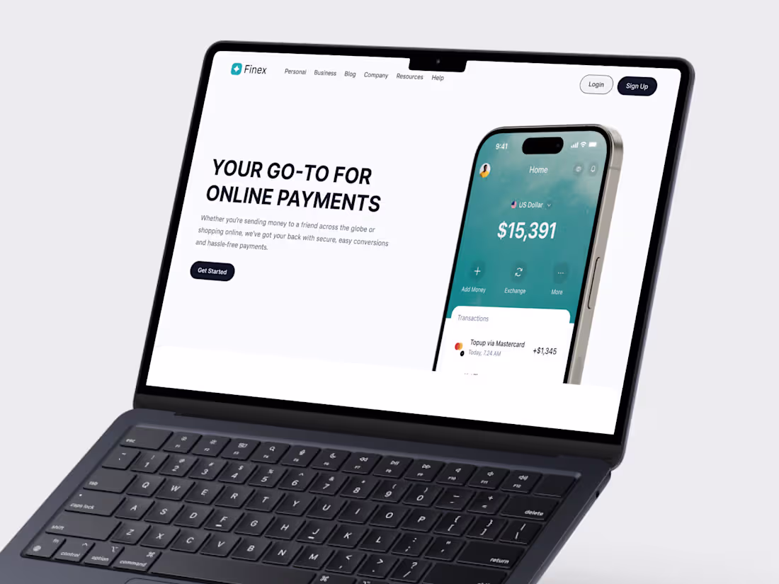 Cover image for Finex - International Money Transfer Landing Page