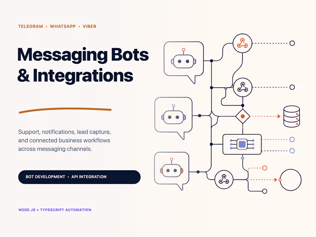 Cover image for Telegram, WhatsApp & Viber Bot Development and Integration