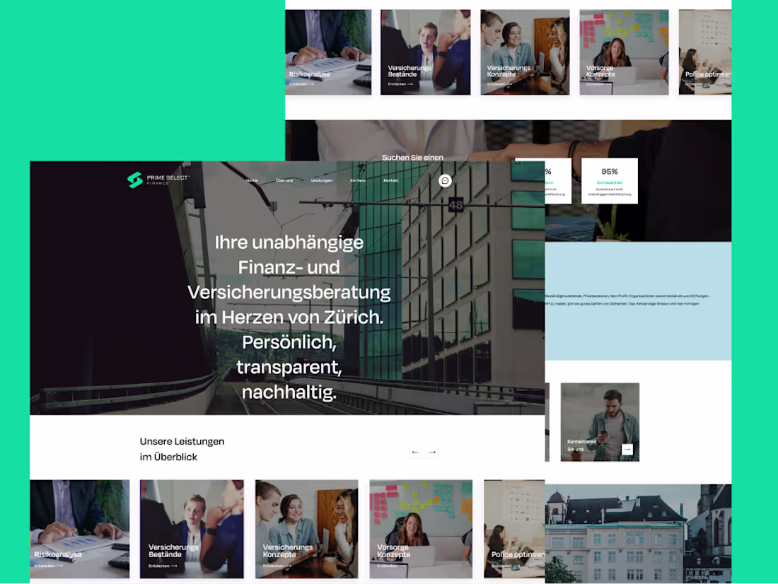 Cover image for Webseite for Prime Select Finance Zürich