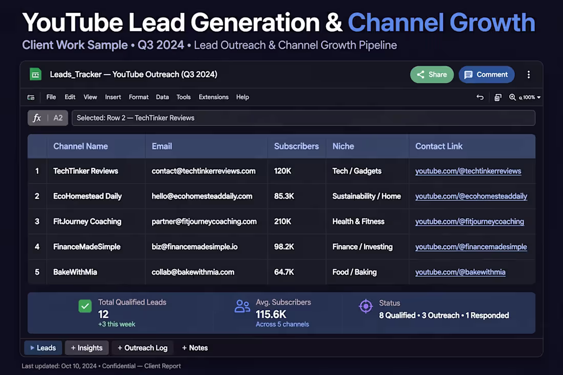 Cover image for YouTube Lead Generation & Channel