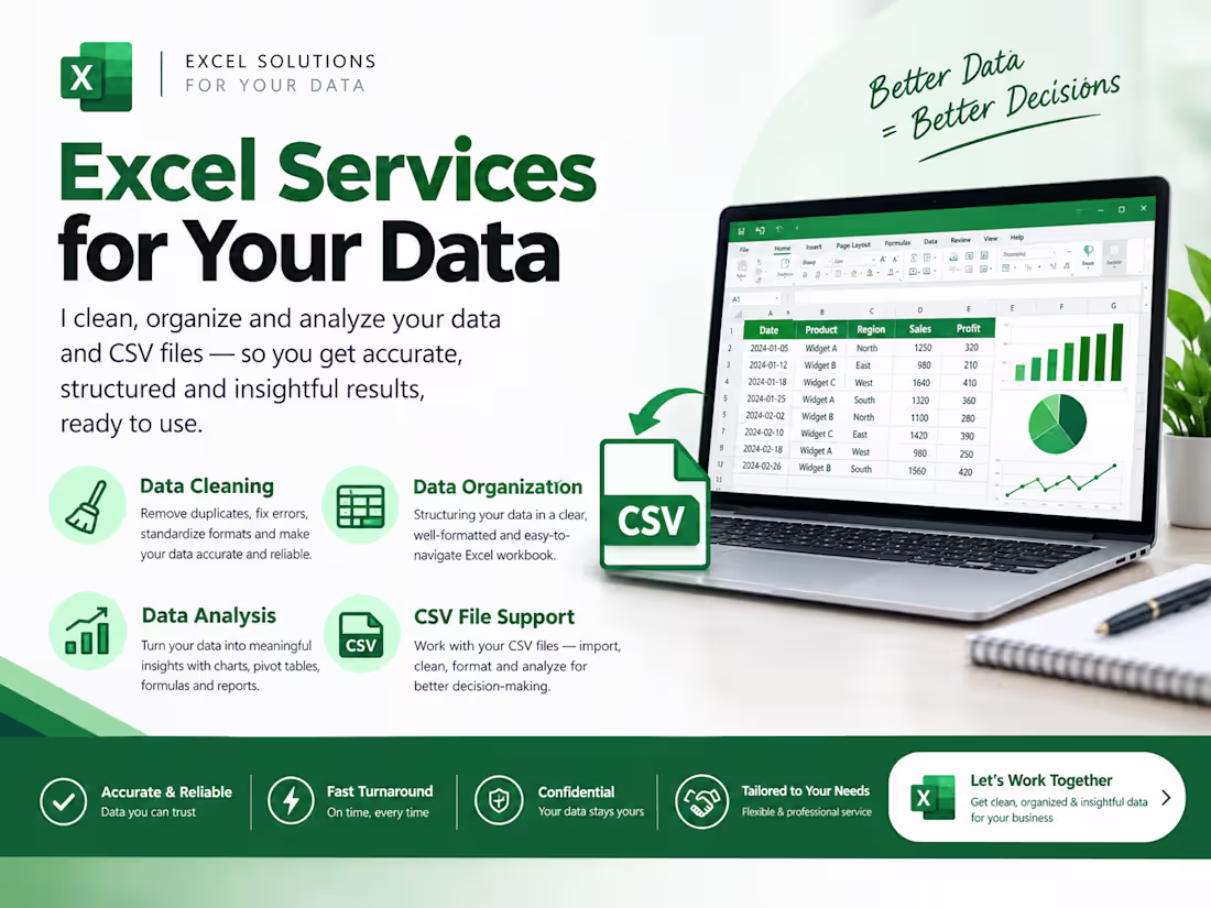 Cover image for Excel & CSV Data Cleaning and Analysis