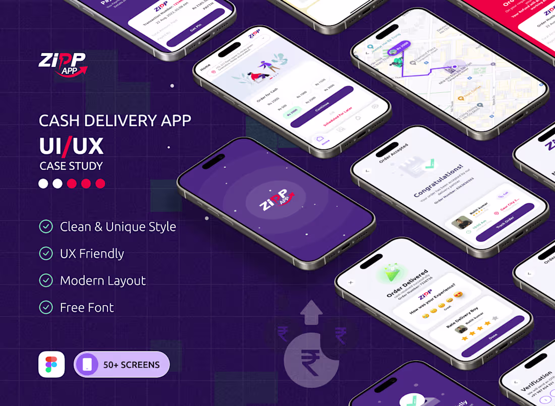 Cover image for Cash Delivery App | UI UX Design, Mobile App Design