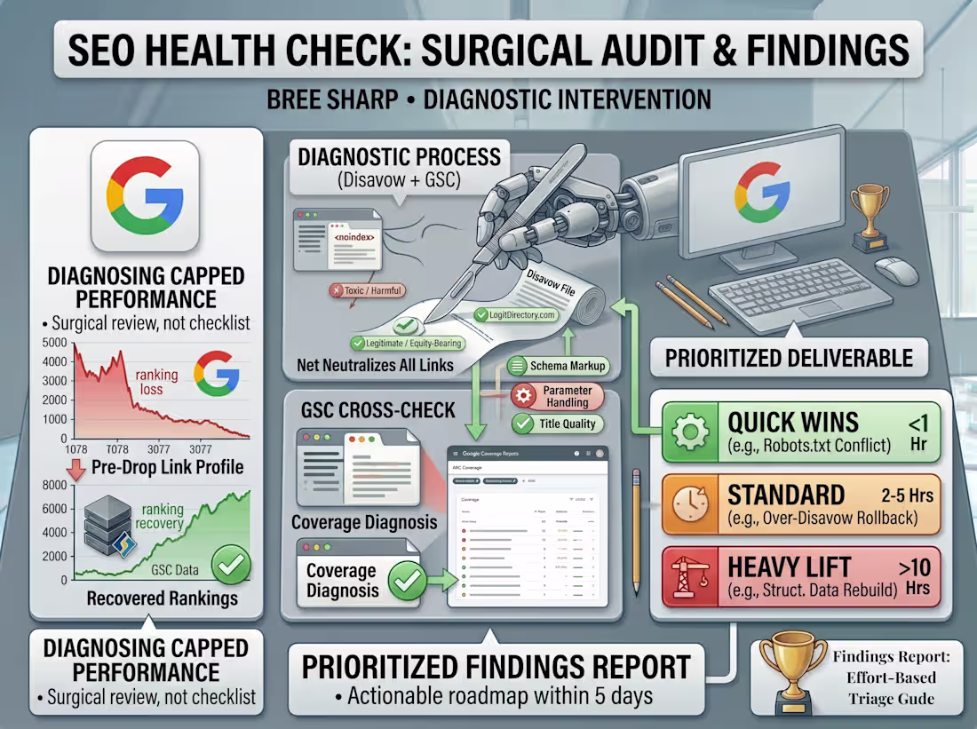 Cover image for SEO Health Check — Audit + Prioritized Findings