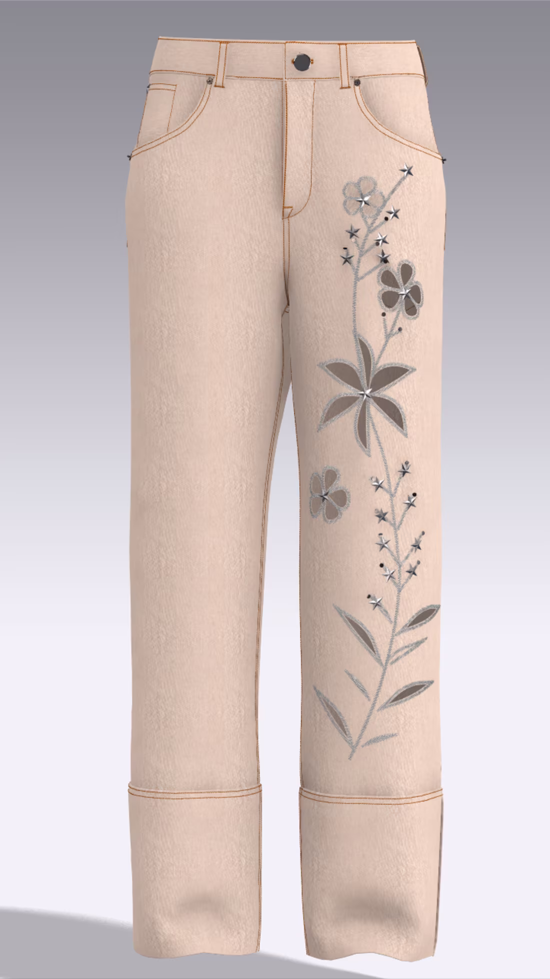 Cover image for Loose Straight Embroidery Stone Denim